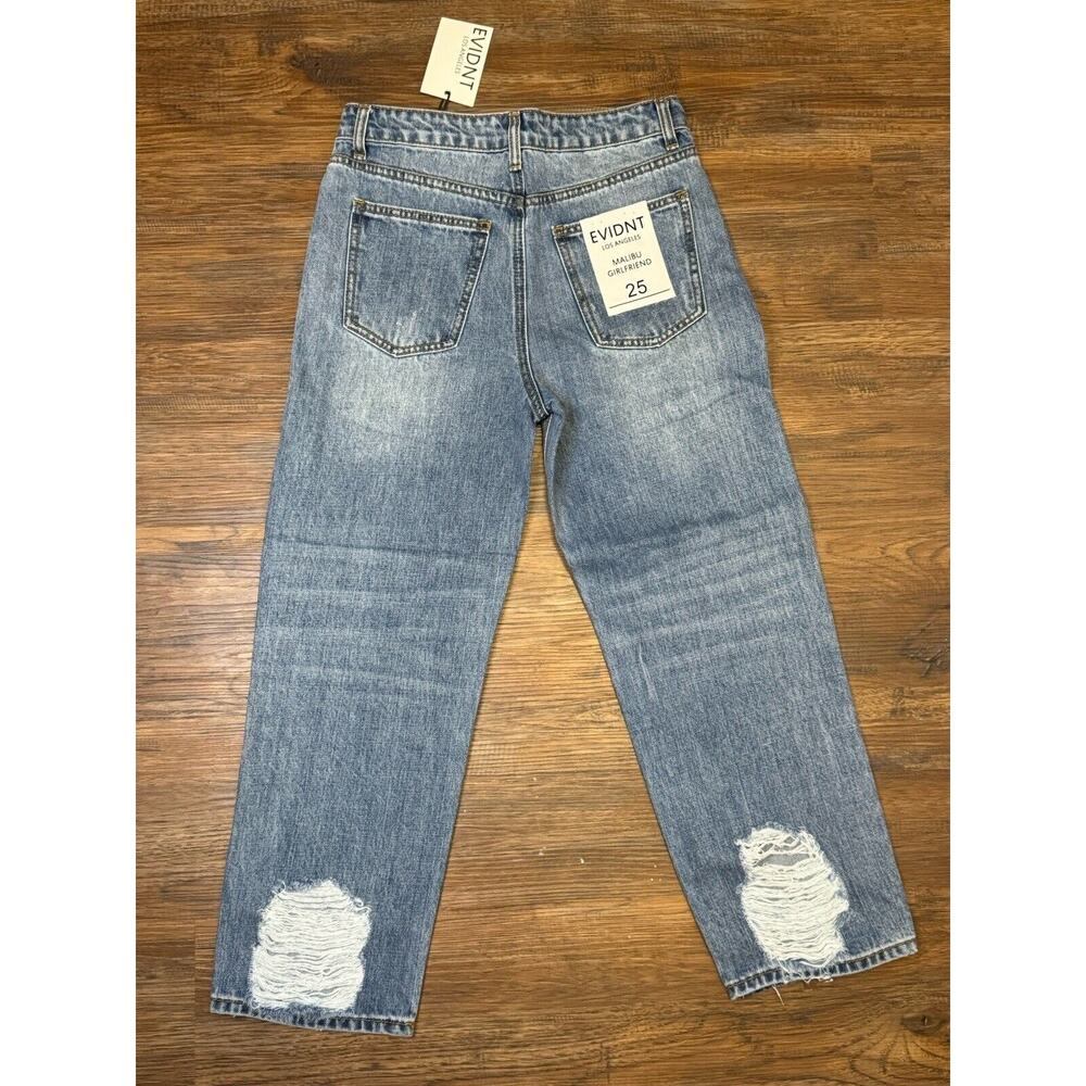 EVIDNT Los Angeles Malibu Medium wash distressed Girlfriend Jeans LULUS MSRP $80 - Picture 4 of 15